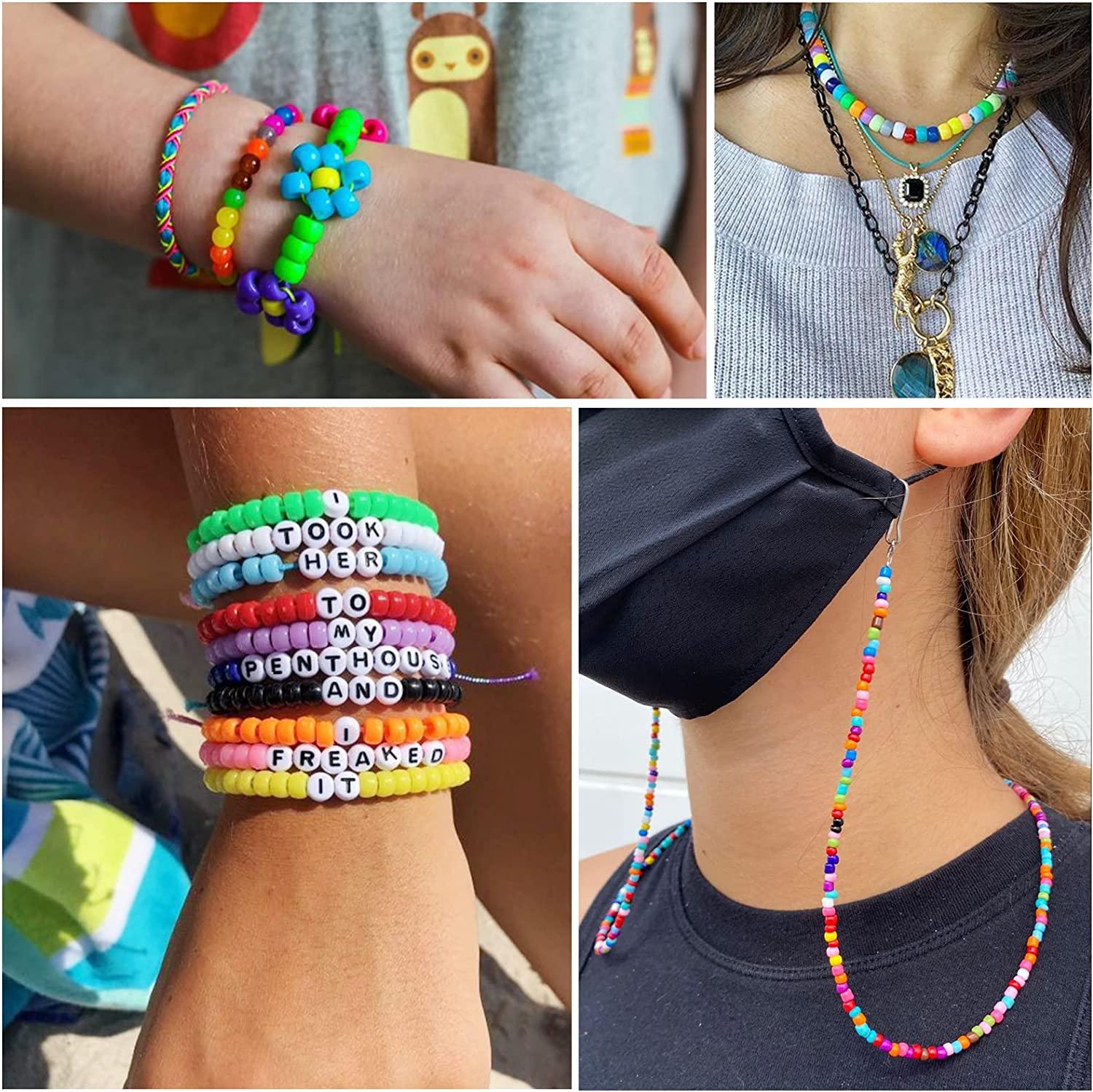 Simetufy 1200 Pcs Pony Beads Plastic Beads for Bracelet Making
