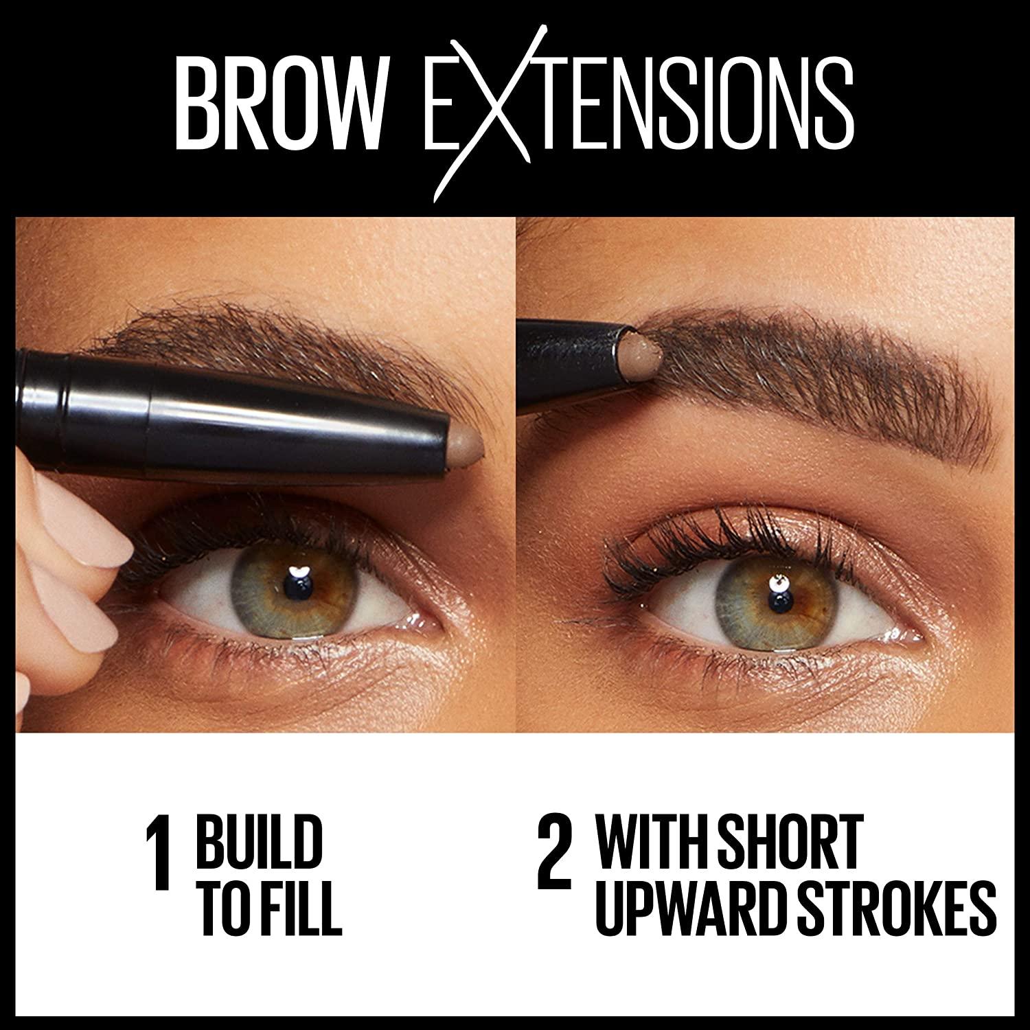 Maybelline New York Brow Extensions Fiber Pomade Crayon Eyebrow Makeup,  Soft Brown, 1 Count 255 SOFT BROWN