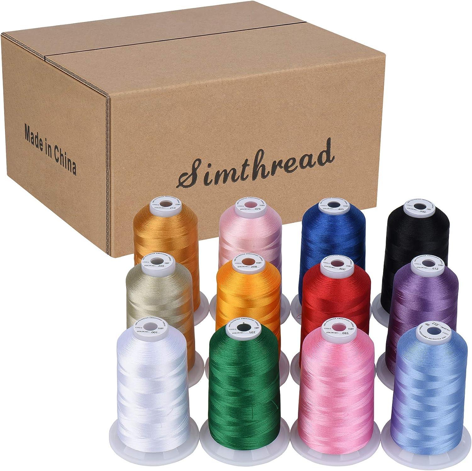 Simthread 12 Brother Colors of Huge Spool 5000M Polyester Embroidery  Machine Thread for Commercial and Domestic Embroidery Machines -Assorted  Color 1