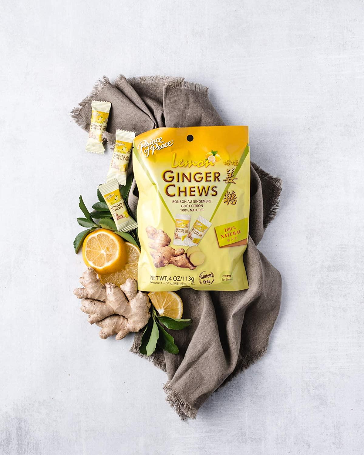 Prince of Peace Ginger Chews With Lemon, 4 oz. Candied Ginger Lemon Candy Lemon Ginger