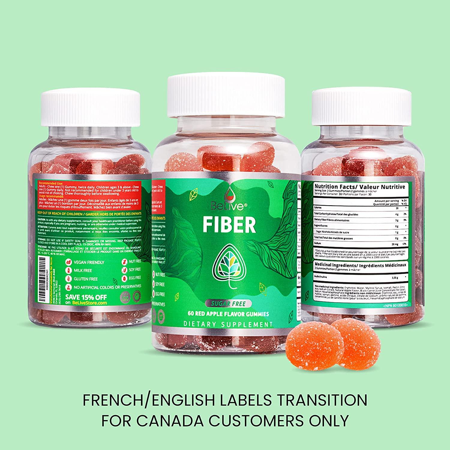 Fiber Prebiotic Sugar Free Gummies, with Chicory Root & Inulin