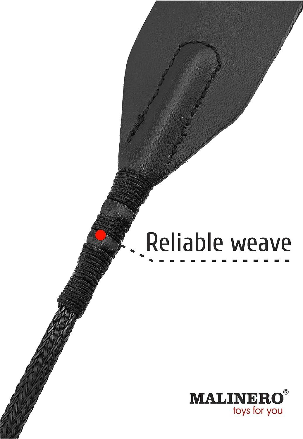 MALINERO Crop Riding Genuine Leather Riding Crop, Black Riding Crop