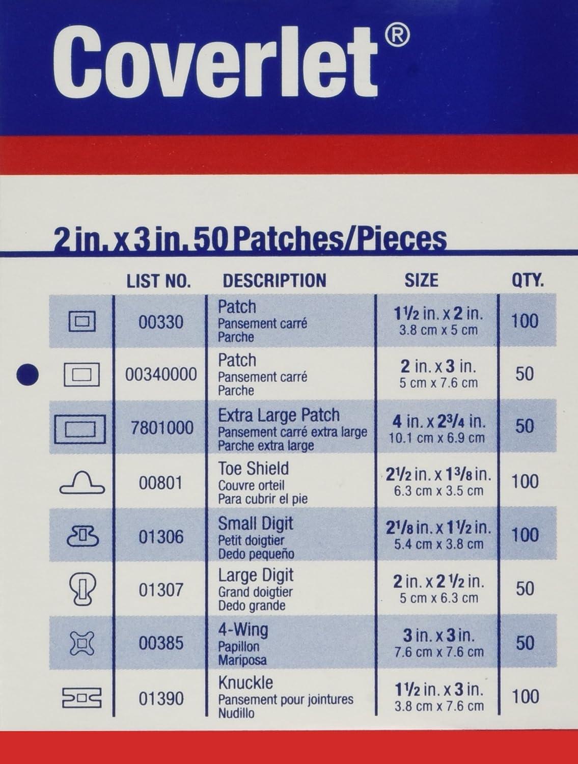 Coverlet Adhesive Strips 2 x 3 Inch 50 Count