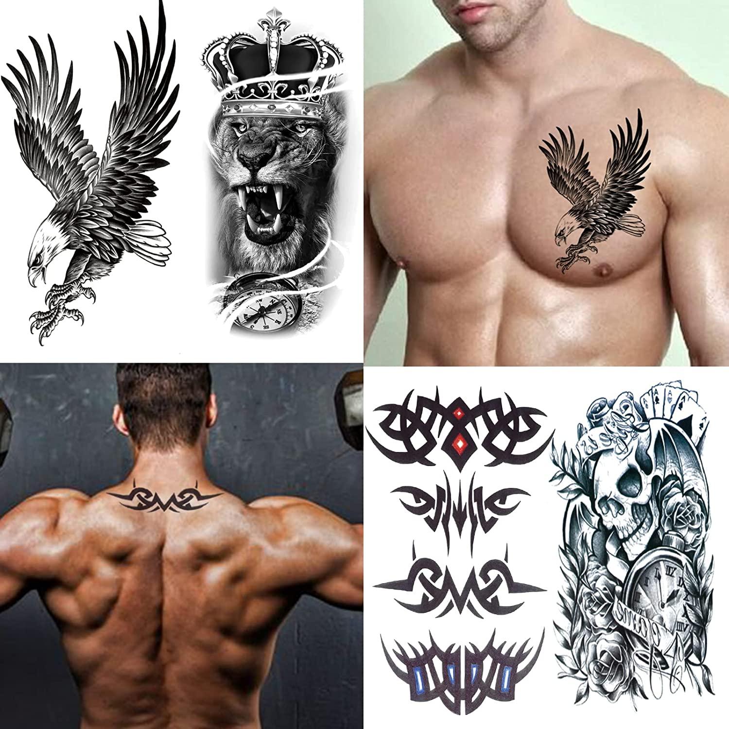 62 Sheets Temporary Tattoos Stickers, Fake Body Arm Chest Shoulder
