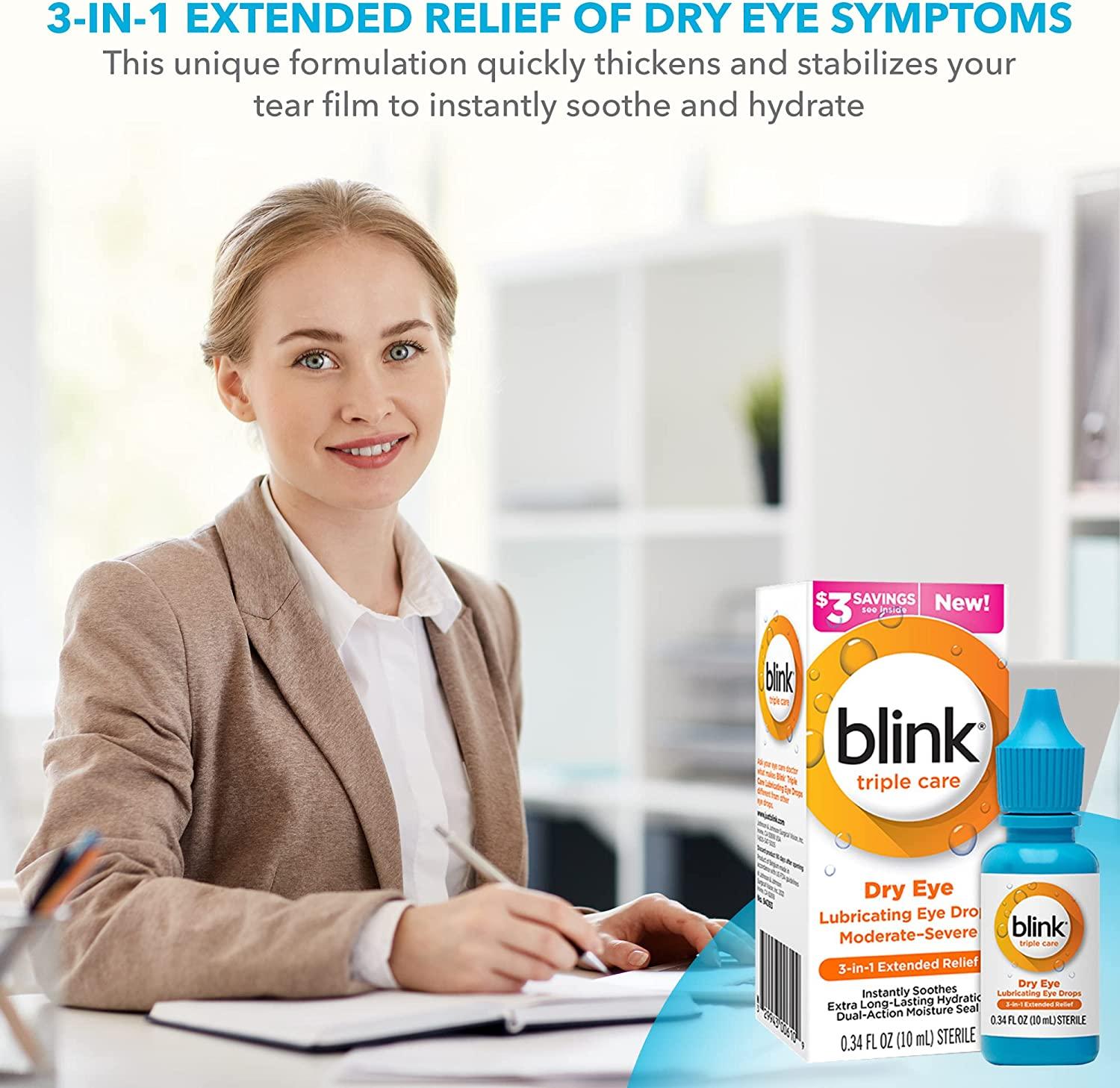 Blink Triple Care Lubricating Eye Drops 10ml + AntiFog Cloth Bundle by