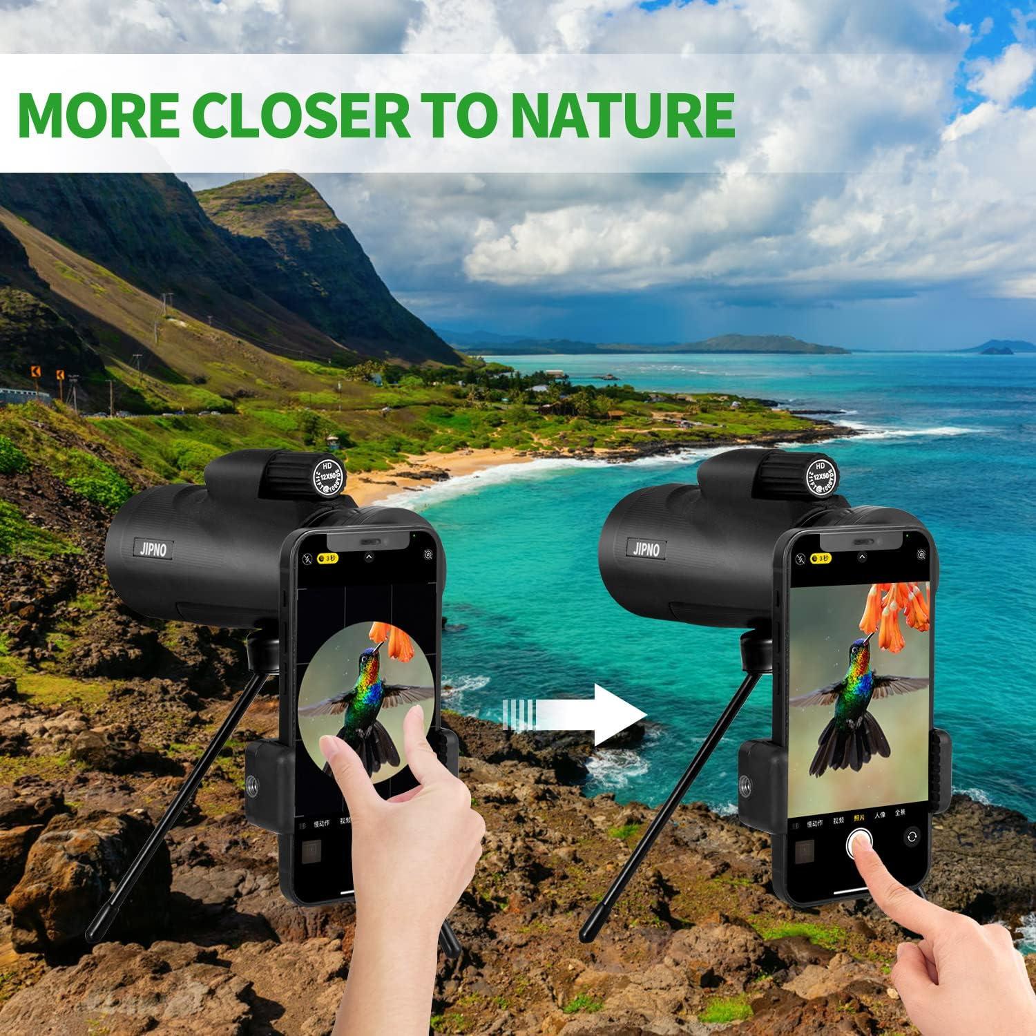 CLAVOLO 12x50 HD Monocular Telescope With Tripod, Phone Adapter & Carrying Bag, BAK4 Prism & FMC Lens Waterproof For Travel Bird Watching Wildlife Camping Scenery Sports Concert - View #10