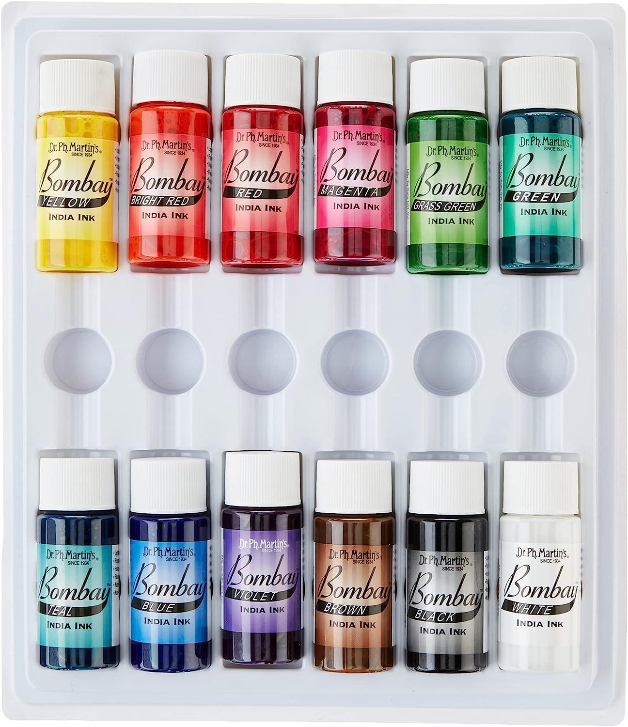 Dr. Ph. Martin's Bombay India Ink Set 1 - 12 Bottles 0.5 oz, Set of 12 ...