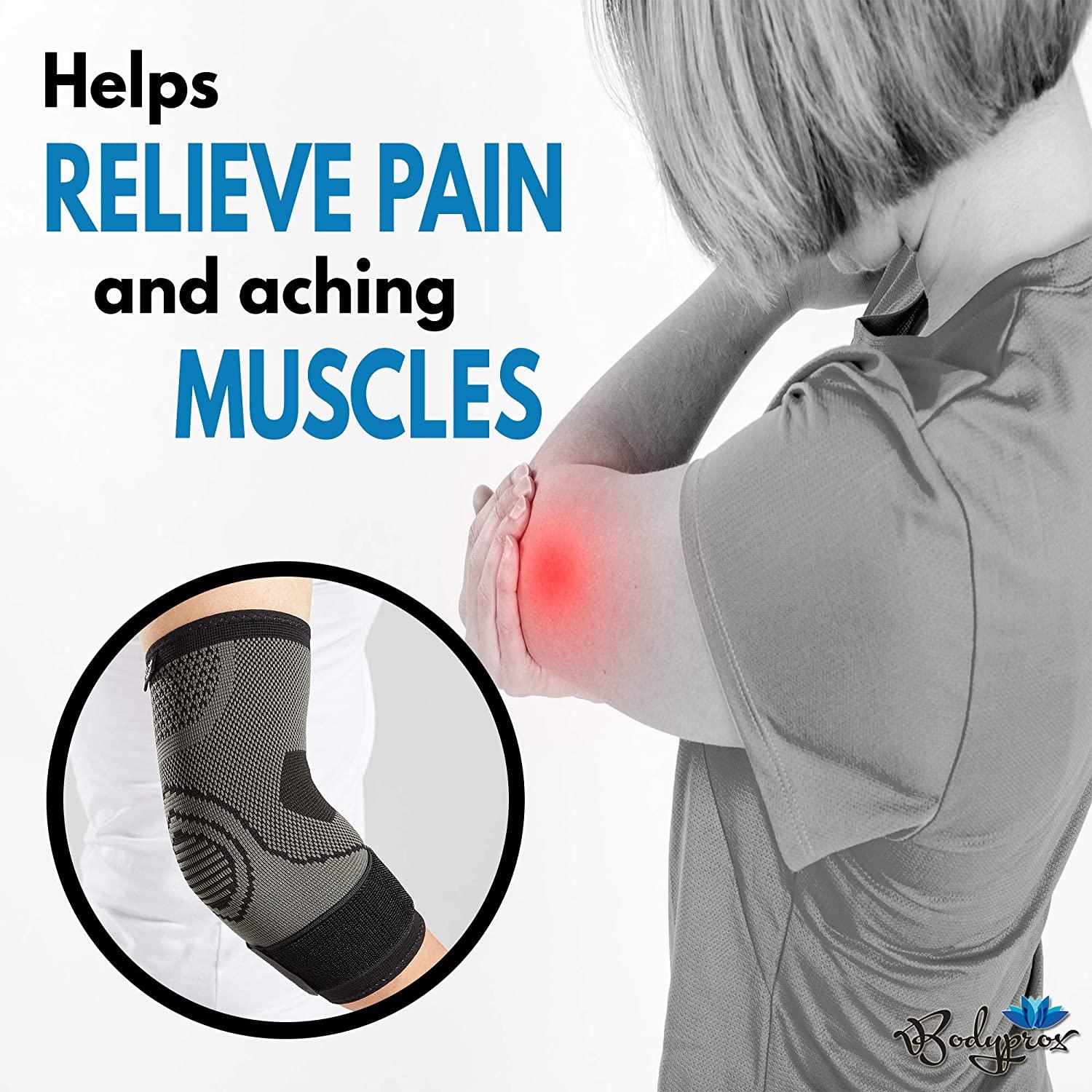 2 Pack Elbow Brace with Strap for Tendonitis & Compression Sleeves