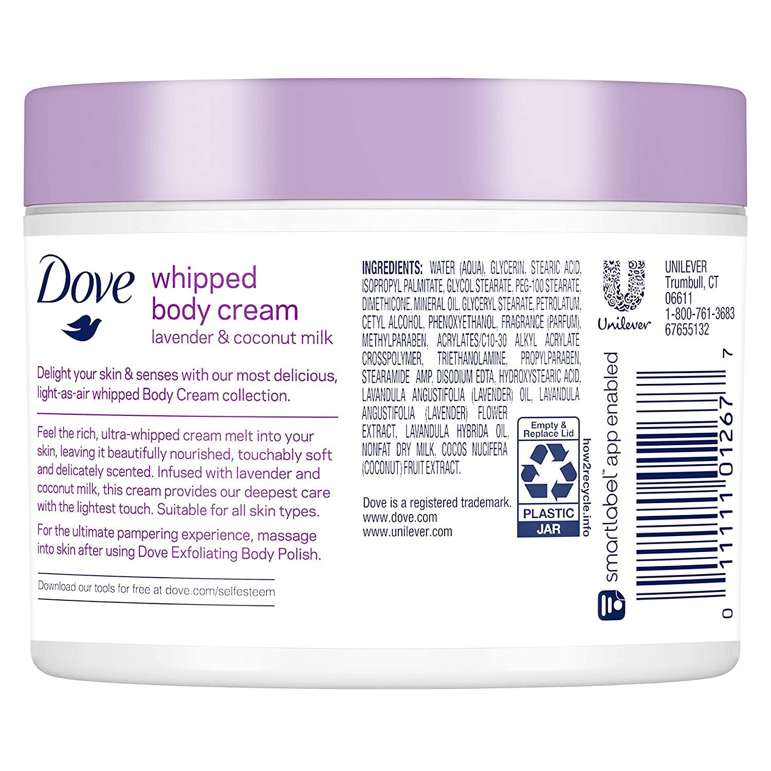 Dove Whipped Lavender & Coconut Milk Body Cream 10 oz Hydrating