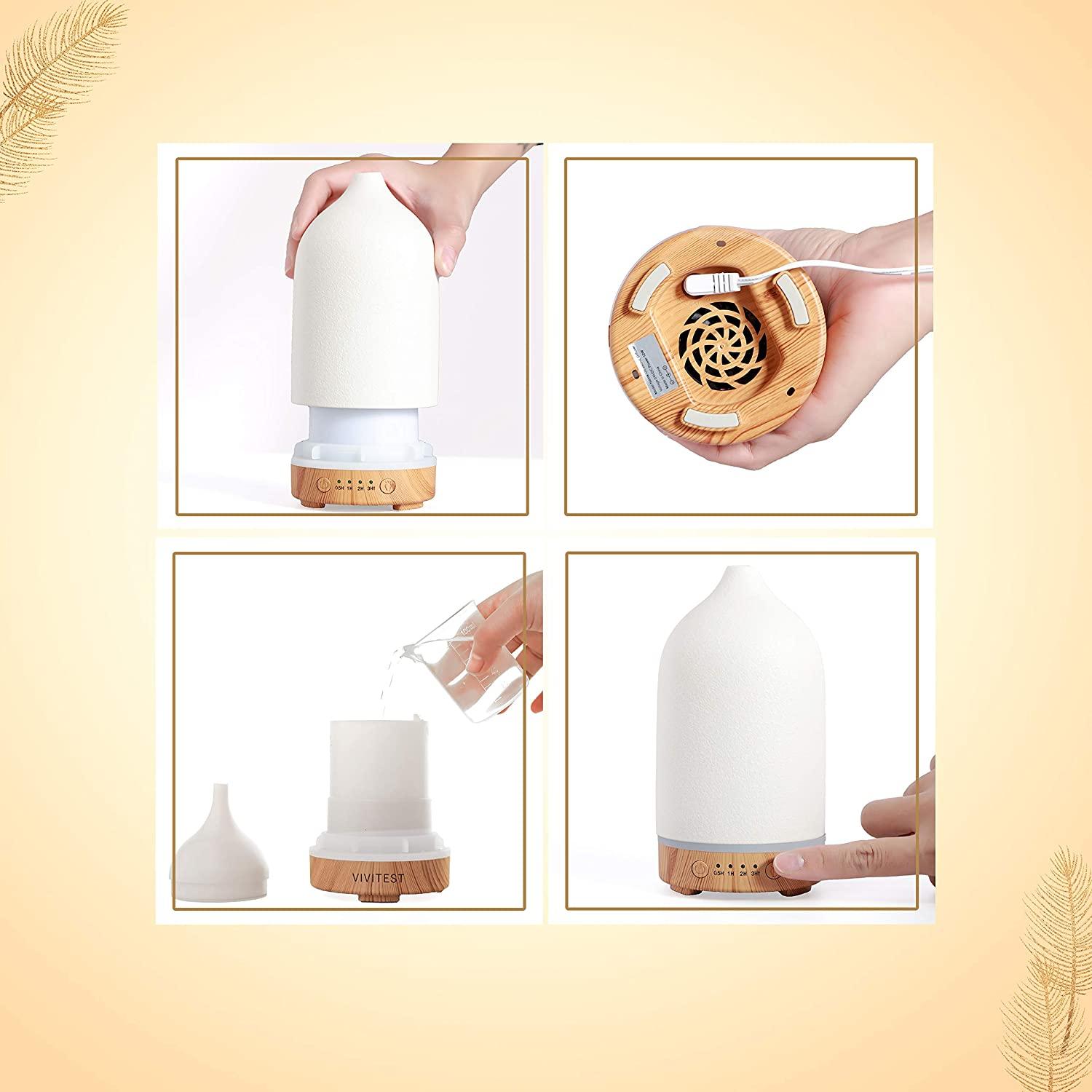 VIVITEST Ceramic DiffuseStone Essential Oil Diffuser Ultrasonic Aromatherapy Diffusers (100ML)