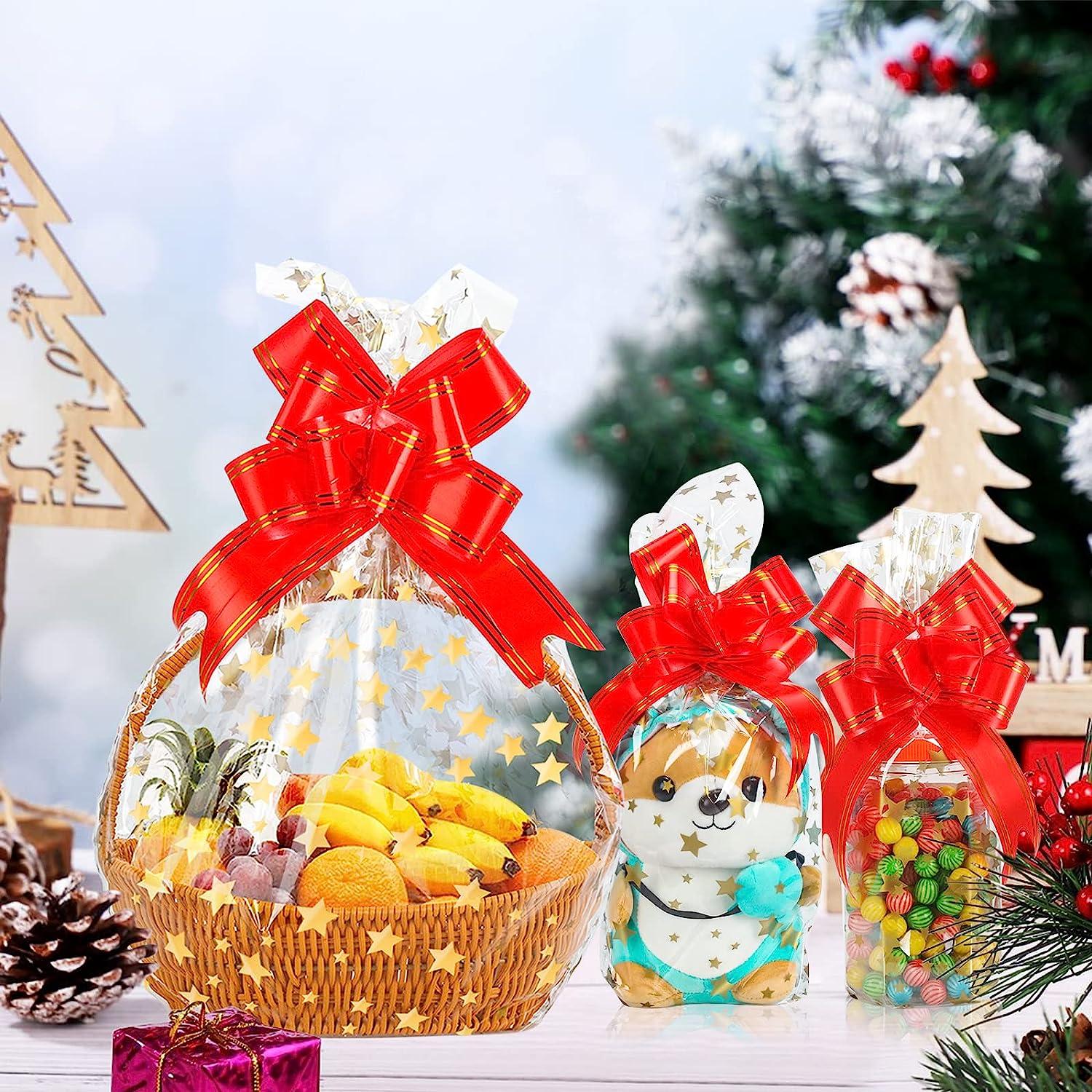 Nistar Christmas Cellophane Wrap Roll 32 in x 100 ft Gold Gift Basket