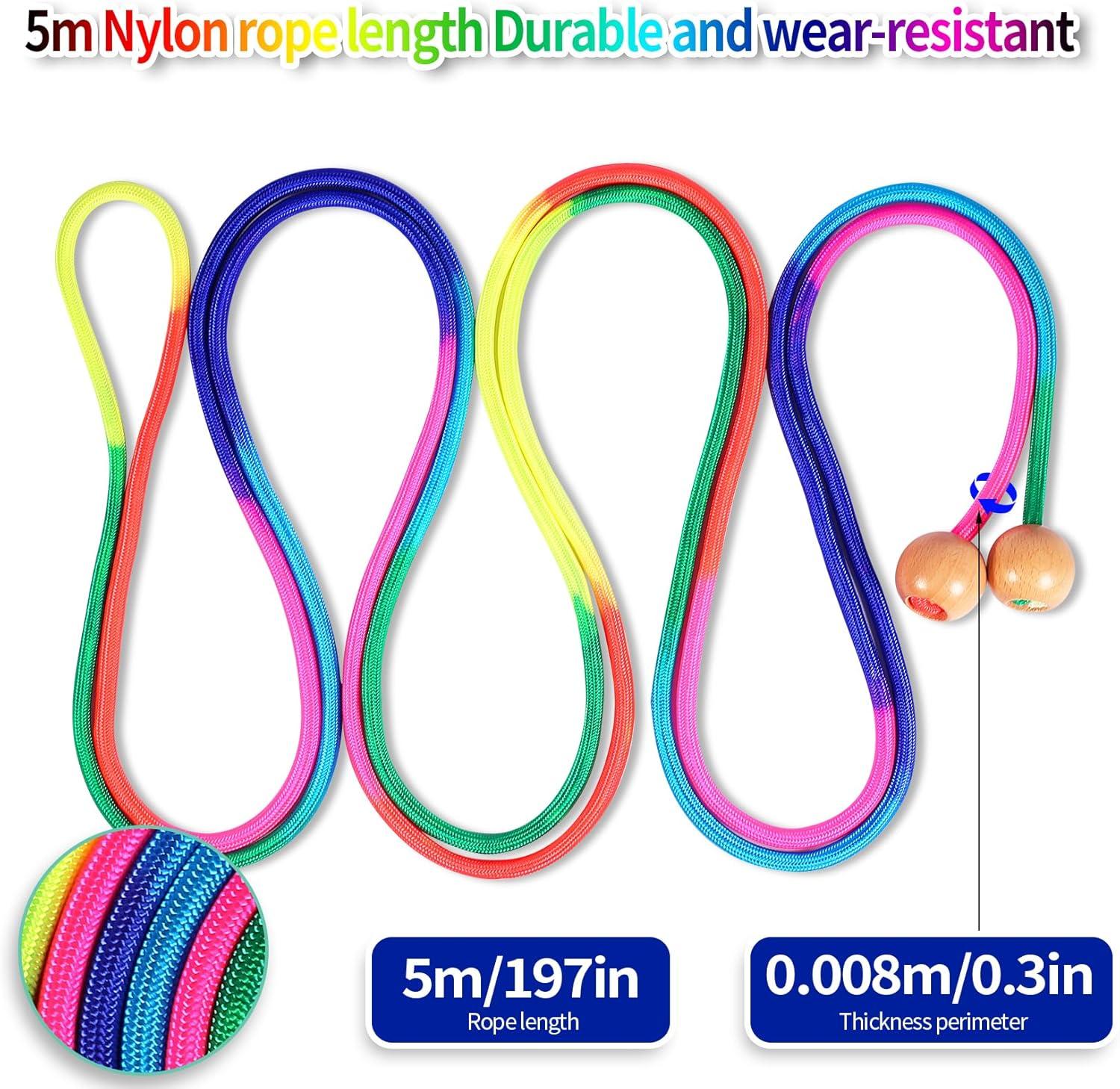 Qetlavee 5m Jump Rope for Multiplayer Fun | Adjustable Wooden Grip | 7 ...