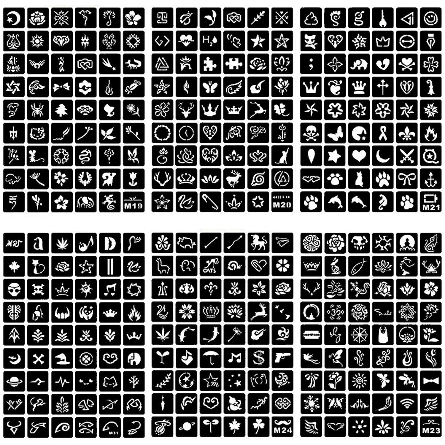 761pcs Temporary Tattoo Stencils for Kids 20 Sheets Face Body Paint Henna Stencils Kit Girls