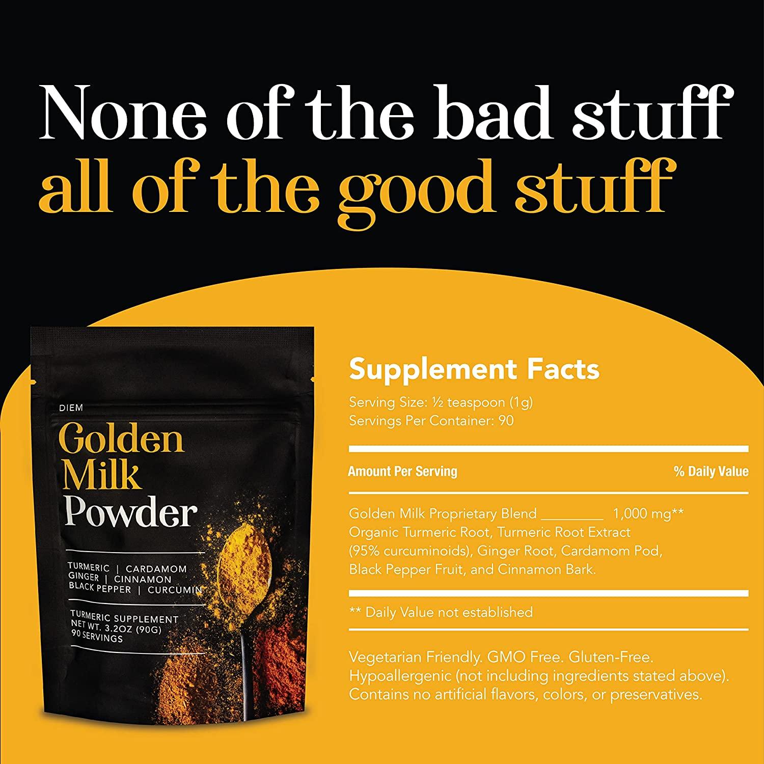 Diem Glow Organic Golden Milk Powder with Turmeric and Ginger Golden