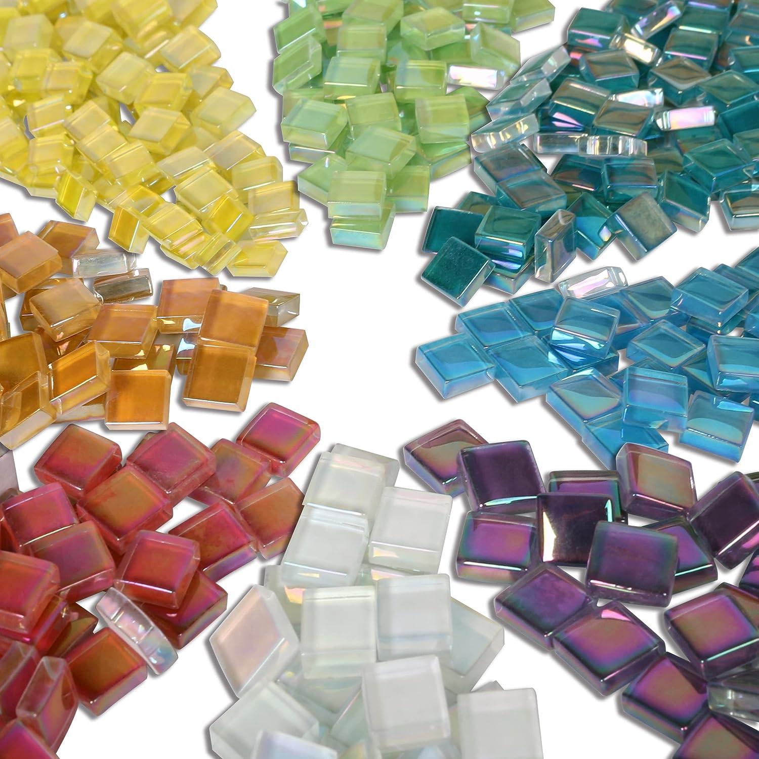 1.5lb Mosaic Tiles Assorted Iridescent Crystal Mosaic Tiles for Crafts  Glass Mosaic Pieces Set with Box 680g DIY Picture Frames Handmade Jewelry  Art Decoration Gifts (Multi Colors Set)