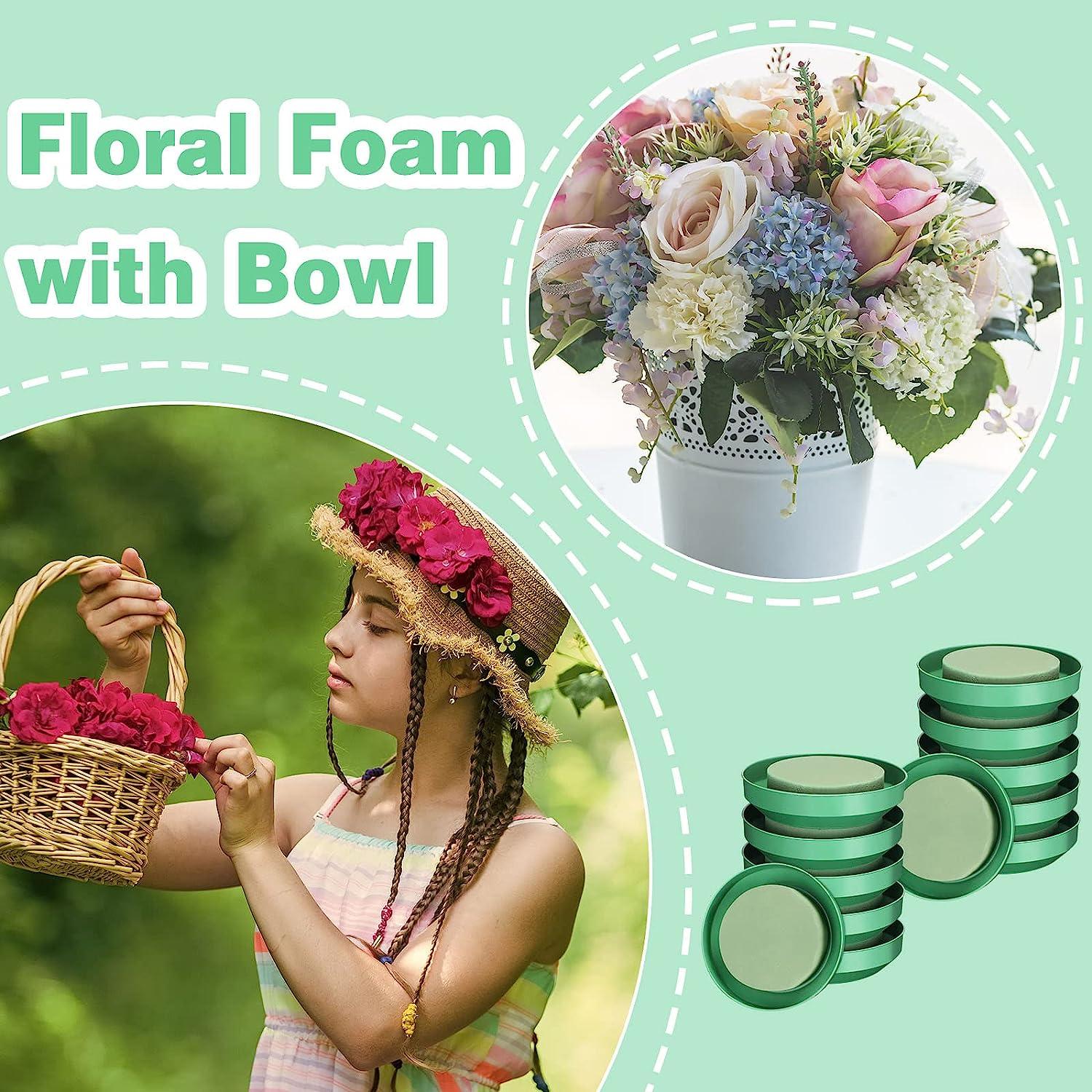 Perthlin 12 Pieces DIY Flower Foam with Bowl Kit 6.5 Inch Large Size Round  Floral Foam Blocks Green DIY Flower Arrangement Kit Floral Flower Arranging  Supplies for Wedding Birthday Party Decoration