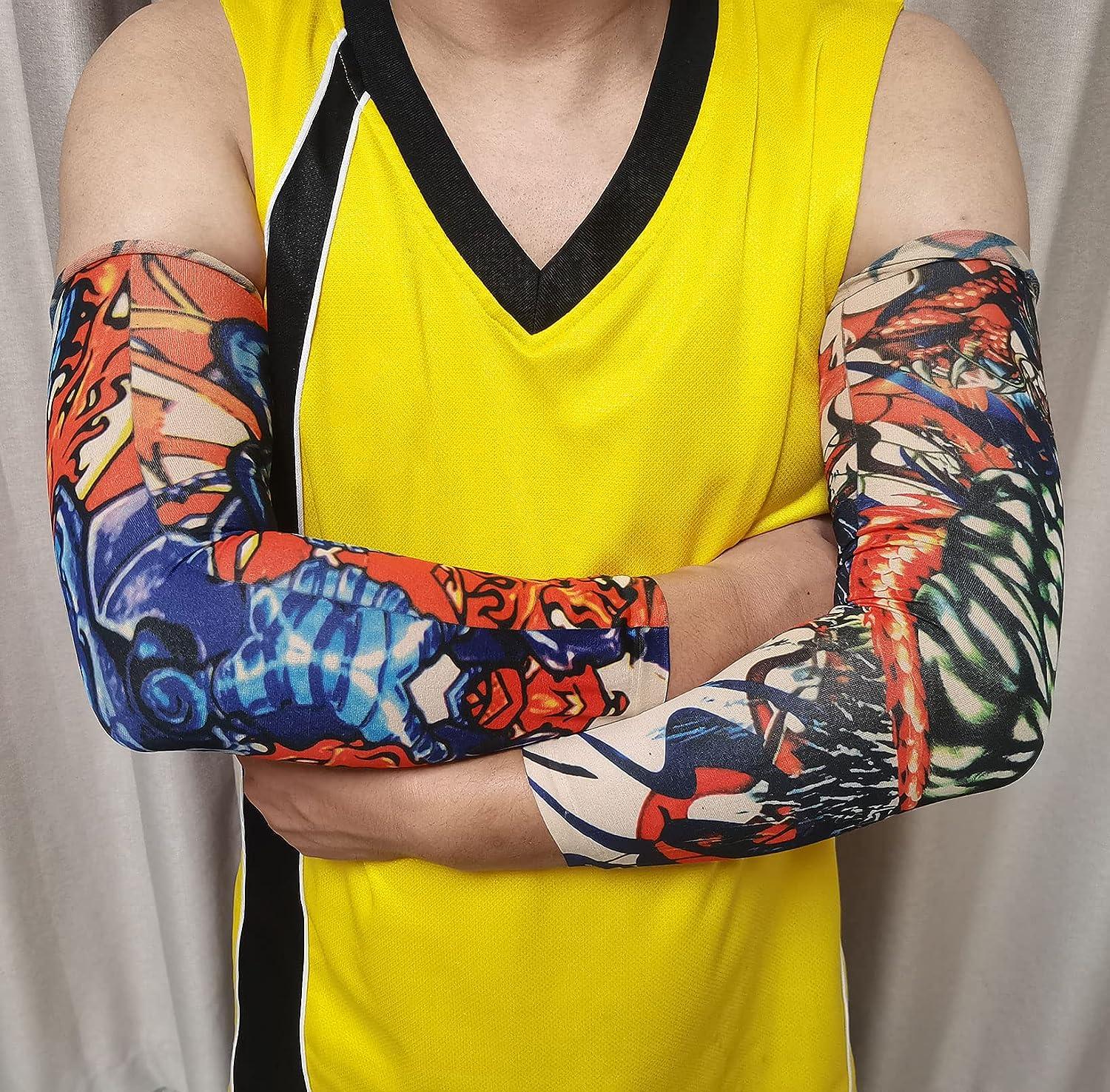 BULEFSEA 16 PCS Temporary Arts Tattoo Sleeves for Men and Women Soft Elasticity Sunscreen Slip