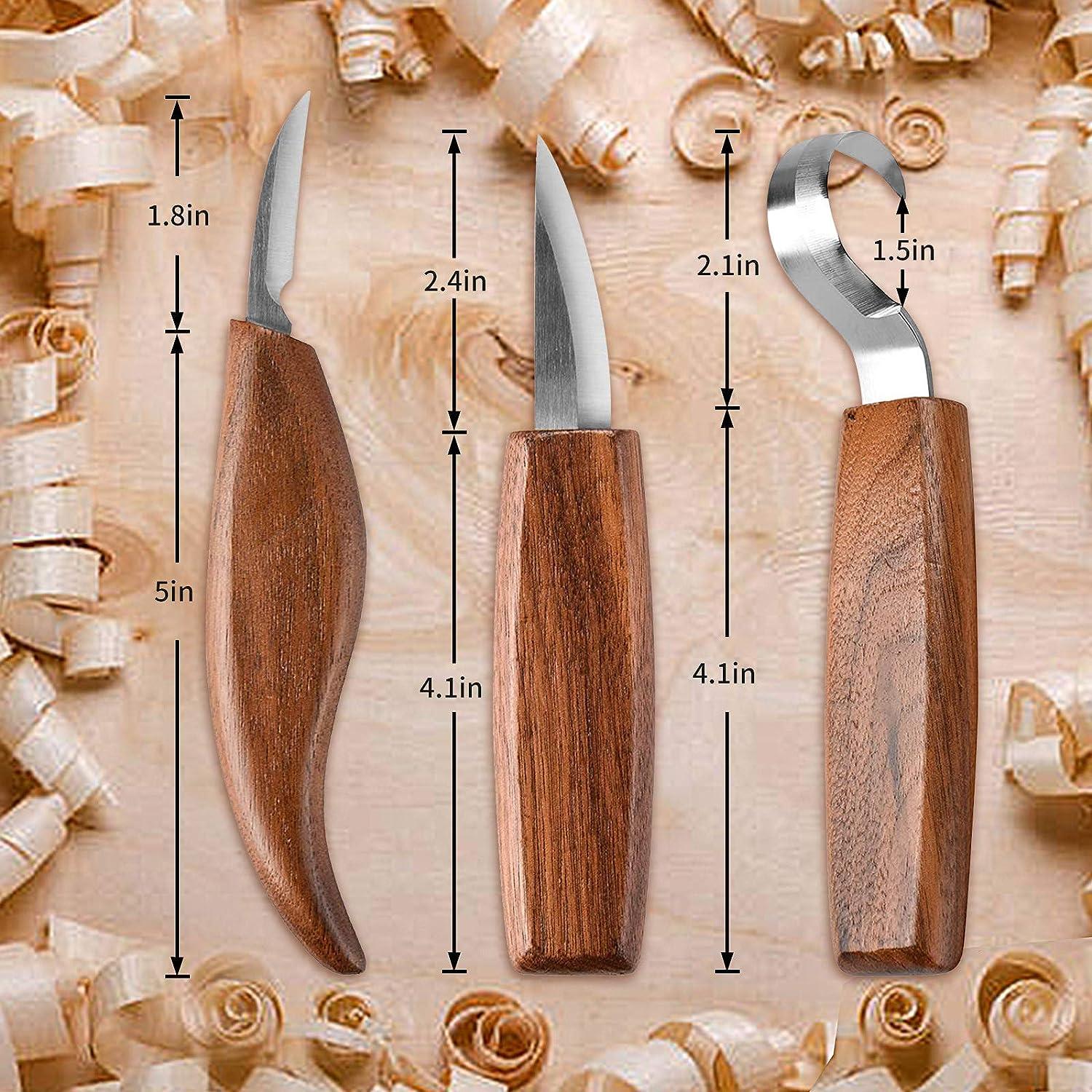 Olerqzer Wood Carving Tools for Beginners 12-in-1 Wood Carving Kit with  Carving Hook Knife Whittling Knife Chip Carving Knife Gloves Carving Knife  Sharpener for Spoon Bowl Kuksa Cup (Style 1) Brown1