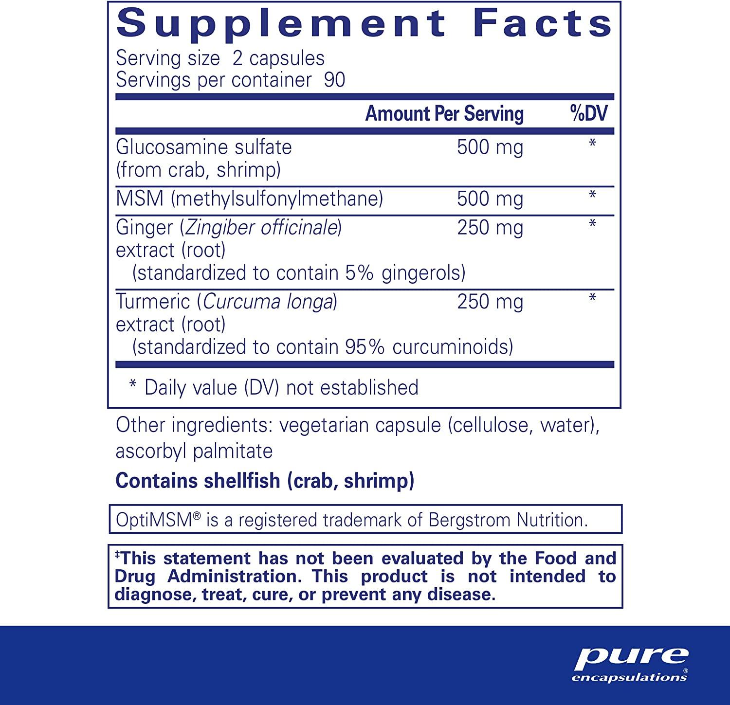 Pure Encapsulations Glucosamine MSM Supplement for Joint Support