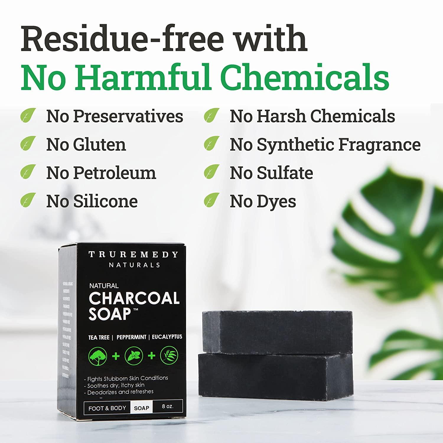 Natural Activated Charcoal Soap Bar (2Pack) Hand, Foot & Body Soap
