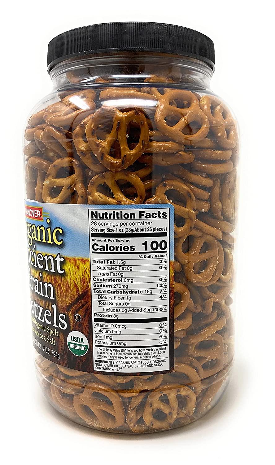 Hanover Organic Ancient Grains Spelt Pretzels 28 Oz. Barrel by Hanover