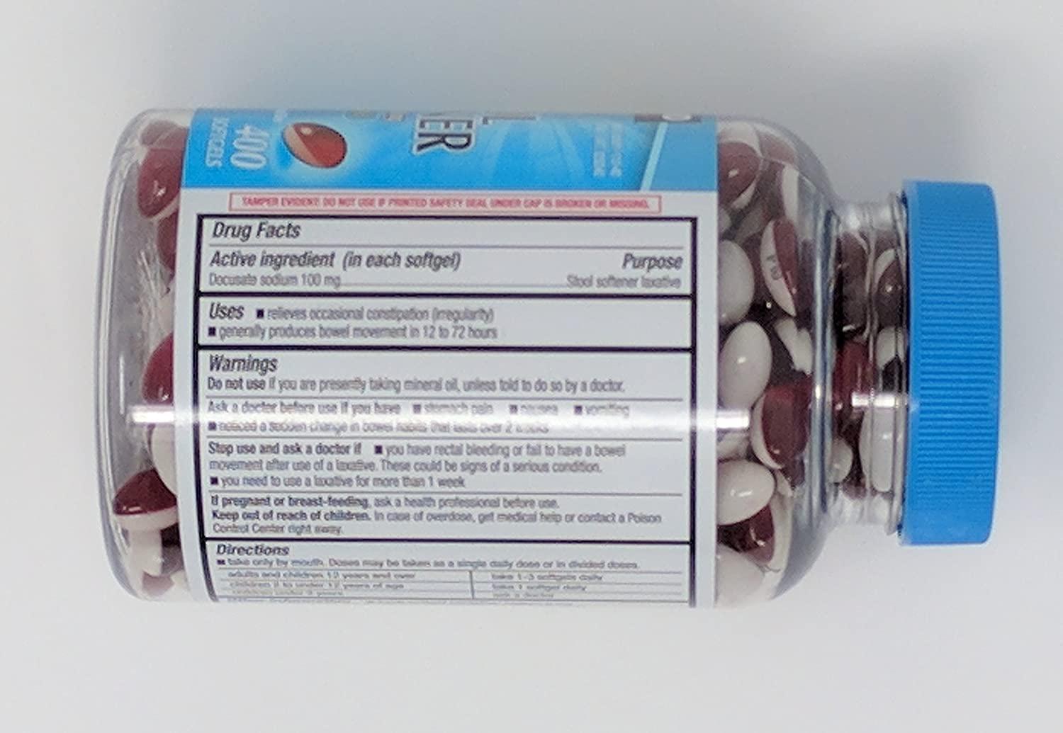 Kirkland Signature Stool Softener 100mg 400 Softgels FastActing Relief