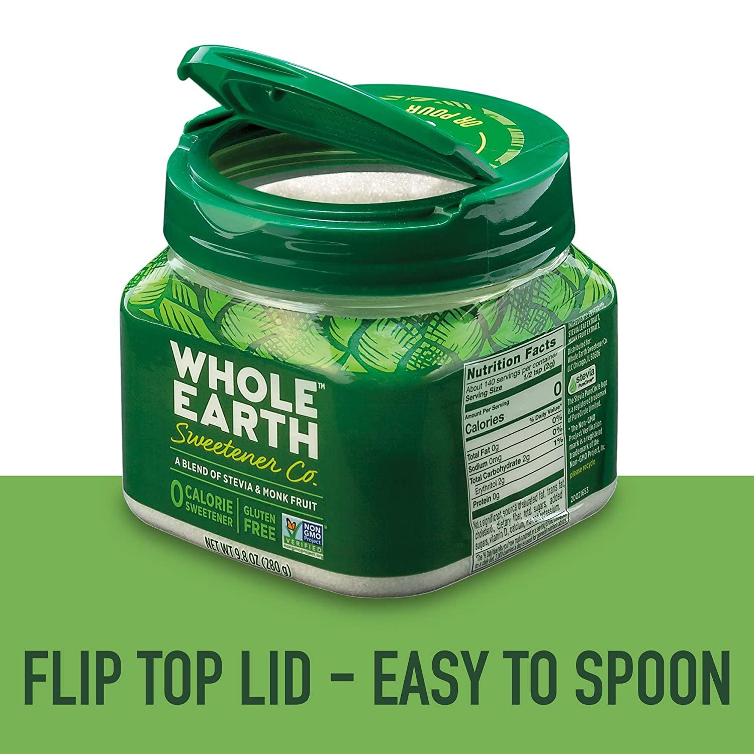 WHOLE EARTH Stevia Monk Fruit PlantBased Sweetener 9.8oz Jar Pack of 1