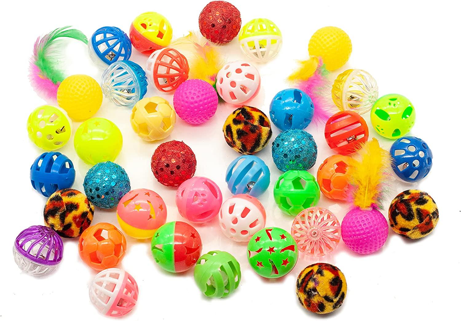 Fashion's Talk 40 Count Plastic Ball Cat Toys Lattice Balls with Bell