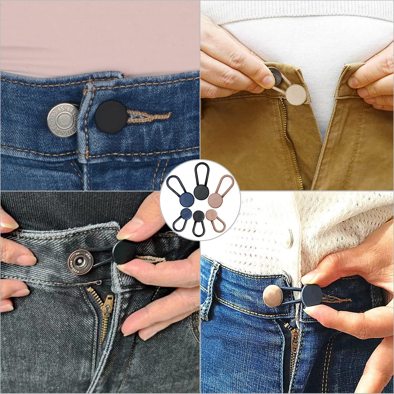 24 Pcs Button Extenders for Jeans, 6 Sizes Pants Button Waistband Extender,  Flexible Adjustable Elastic Waist Extenders for Pants for Women Men, No-Sew  Invisible Extenders Set Assorted Colors