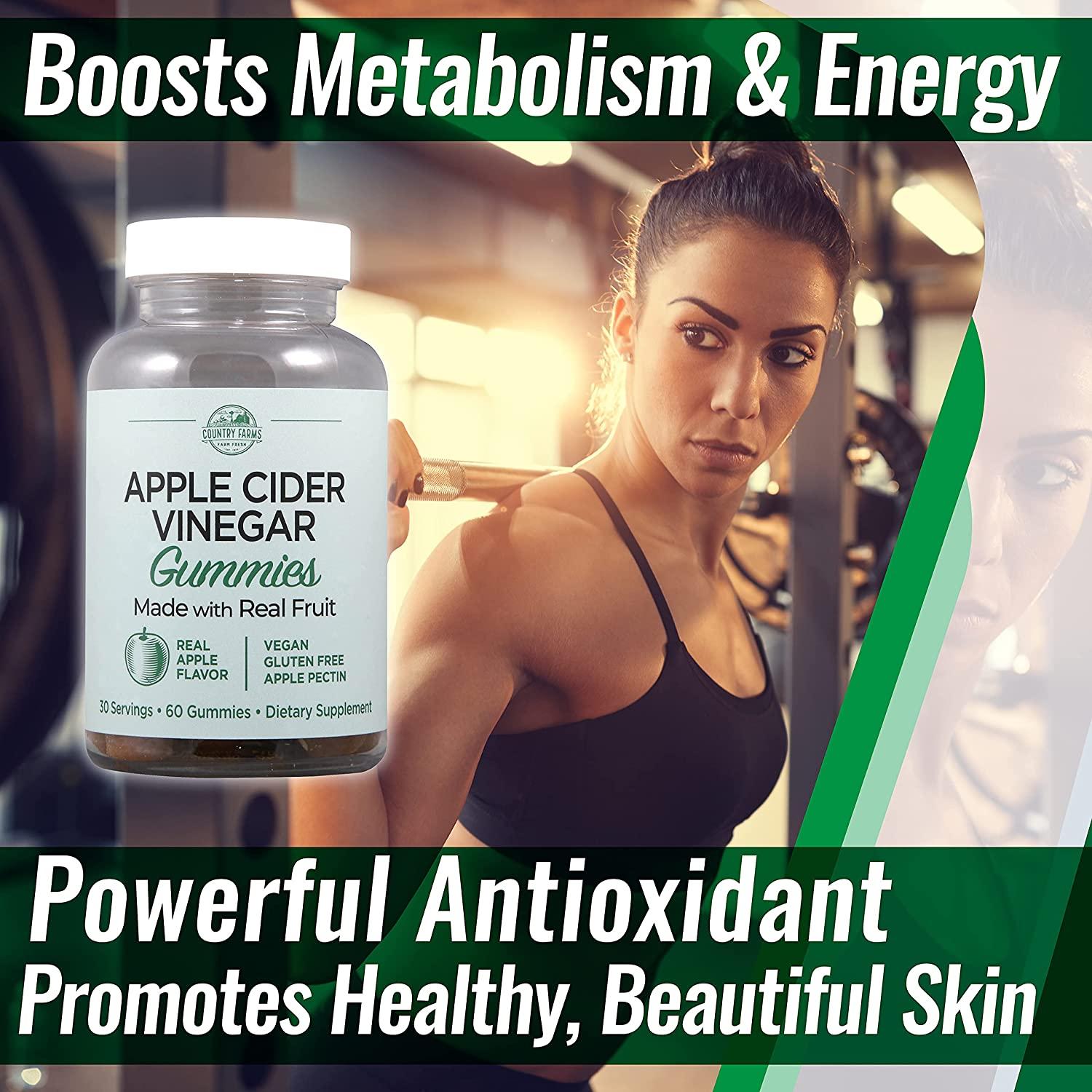 Country Farms Apple Cider Vinegar Gummies, Reduce Bloat & Water Weight