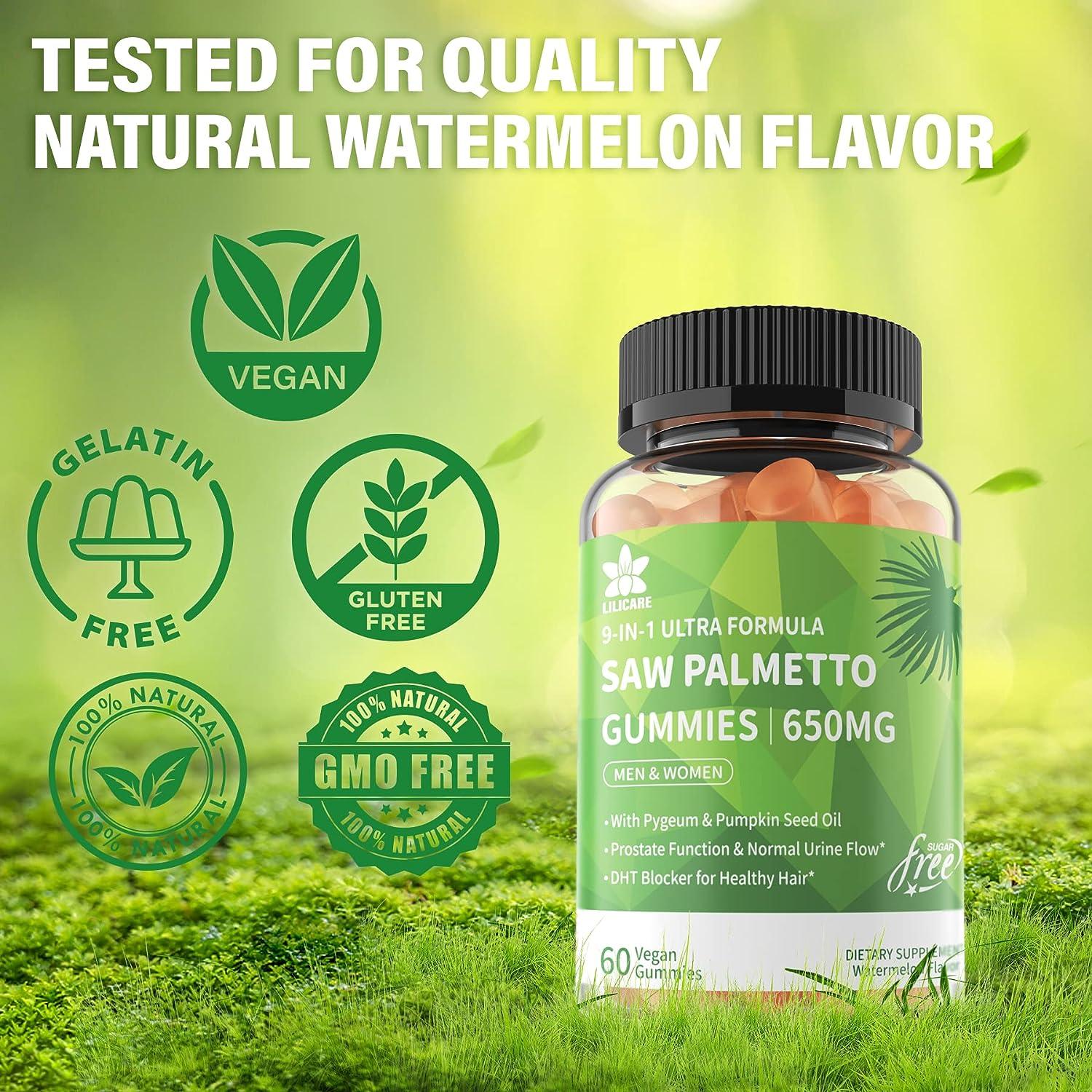 Sugar Free Saw Palmetto Gummies 650mg Prostate Supplements for Men With