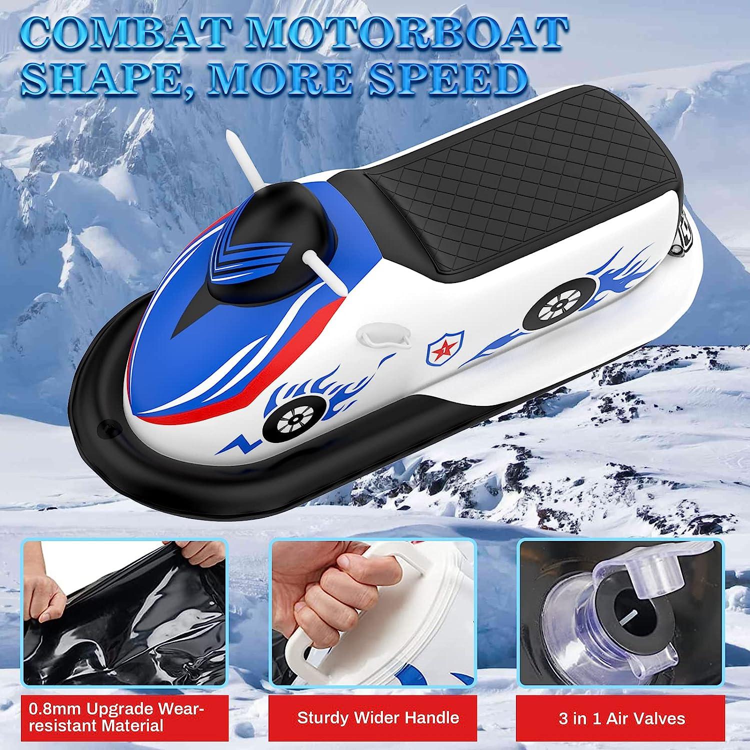 Inflatable Snow Tubes for Kids and Adults | 70'' Snowmobile Sleds with ...