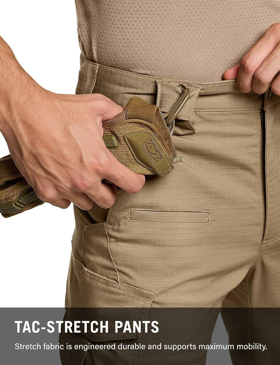 CQR Men's Flex Stretch Tactical Pants, Water Resistant Ripstop