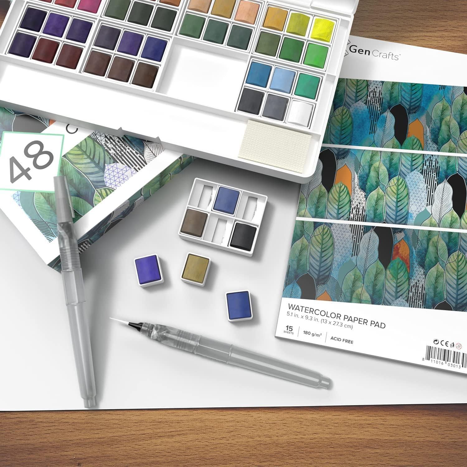 GenCrafts Watercolor Paint Palette with Bonus Paper Pad Includes 48 Premium Colors 2