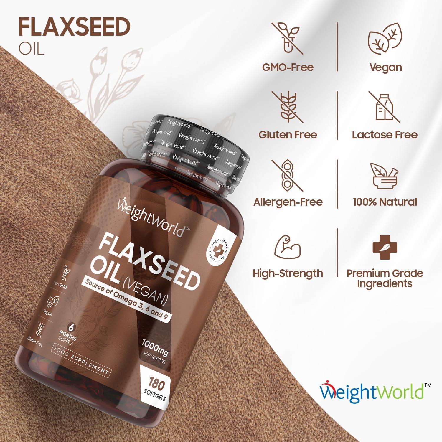 Flaxseed Oil Capsules 2000mg per 2 Softgels 180 Softgels Cold