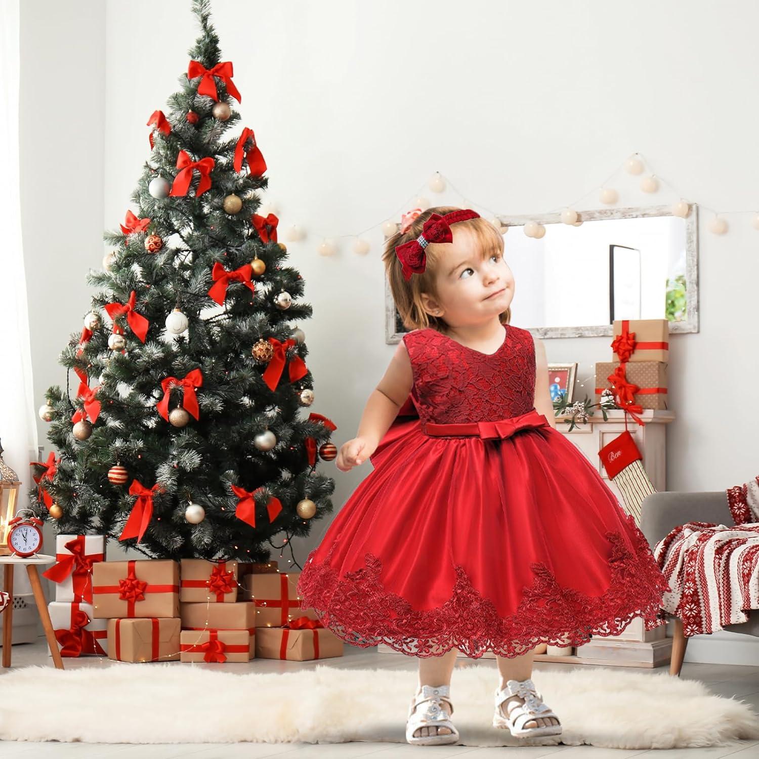 LZH Baby Girls Lace Dress | Bowknot Flower Wedding Pageant Baptism Tutu Gown  | Red, 0-3 Months | Buy Now with Express International Delivery |  GoSupps.com