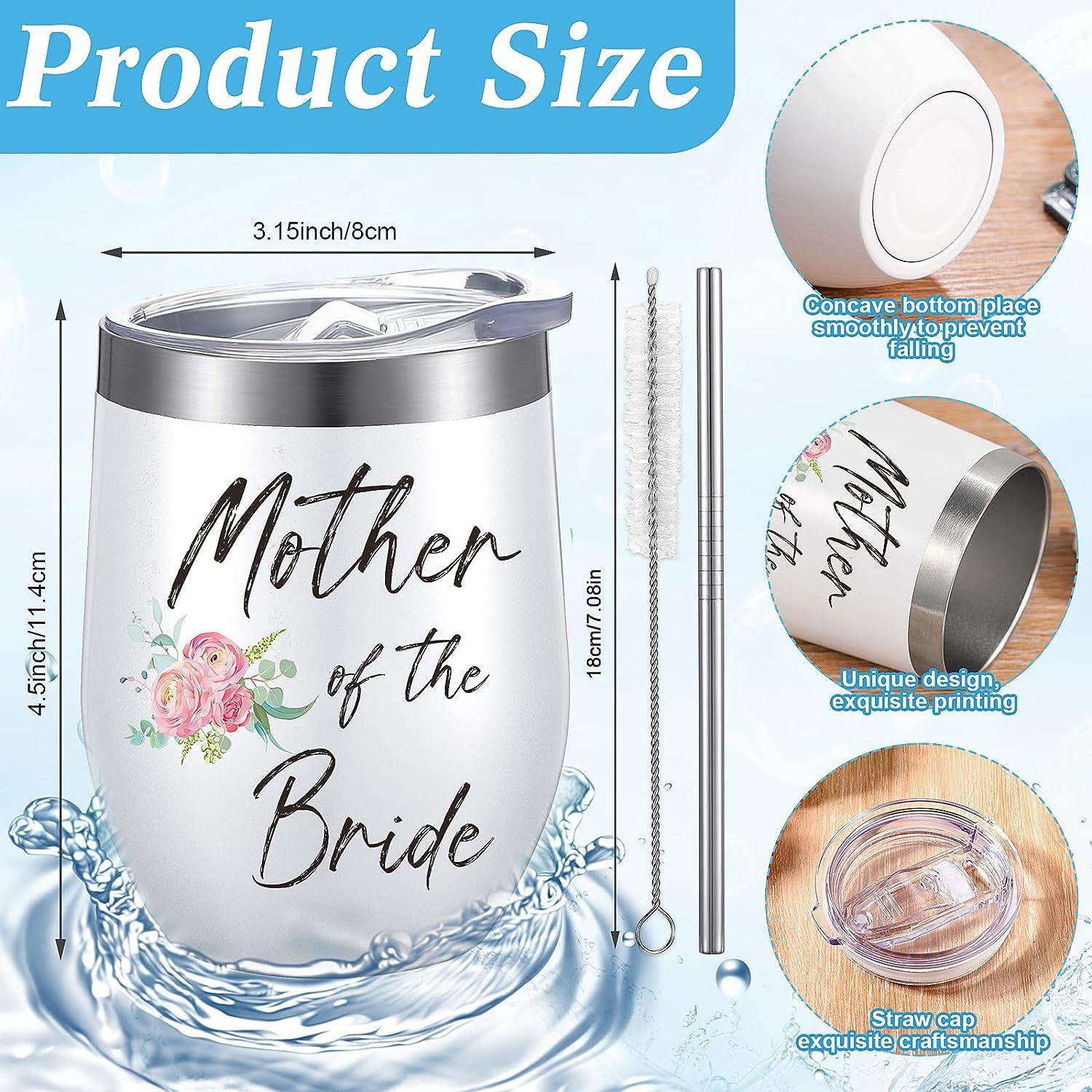 6 Pcs Wedding Gift Kit Mother of Bride and Groom Coffee Mugs 12 oz  Stainless Steel Tumblers Canvas Makeup Cosmetic Bags Rose Gold Compact  Travel Mirror for Wedding Bridal Shower Engagement Party