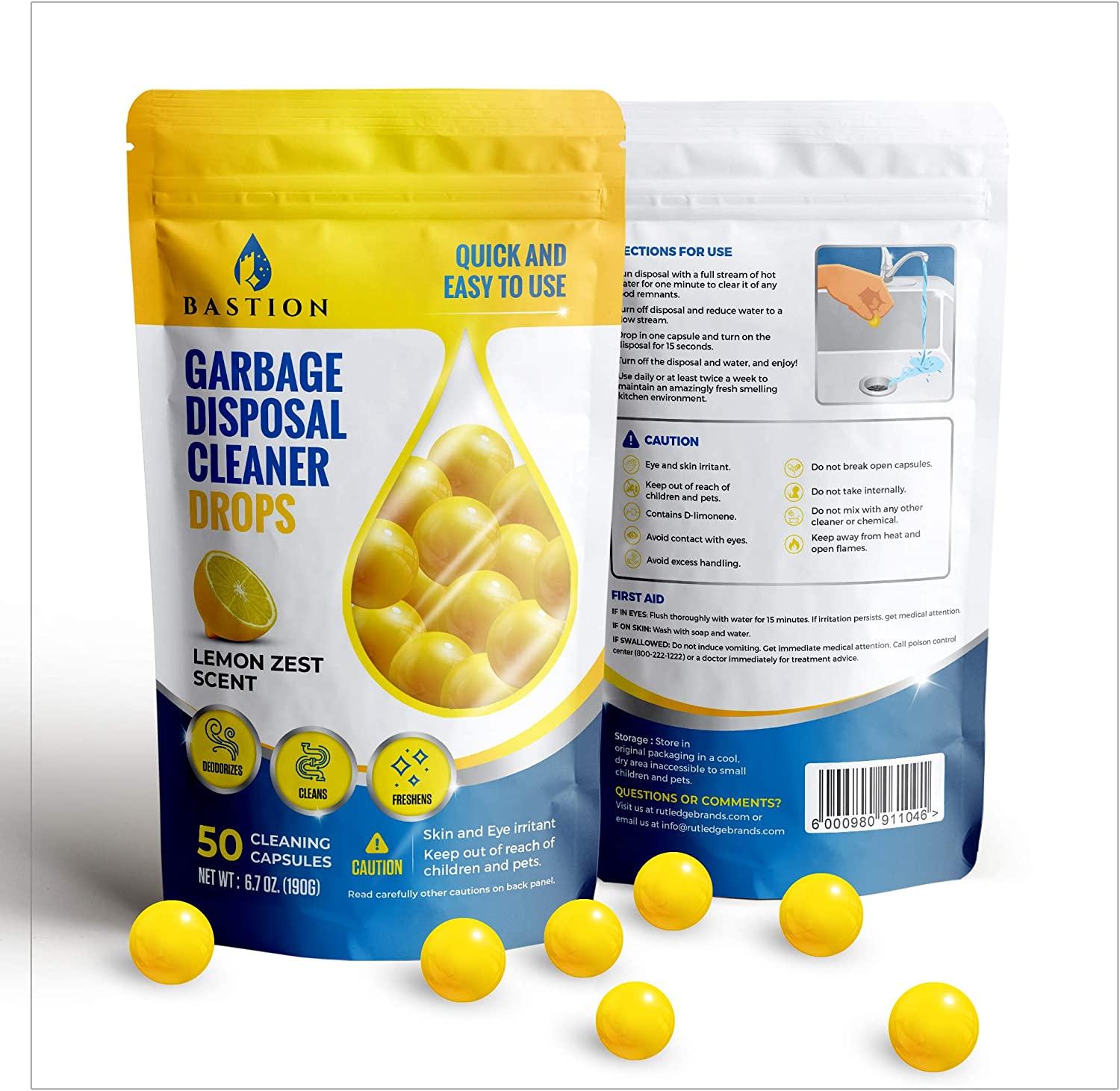 Garbage Disposal Cleaner and Deodorizer Drops 50Count Lemon Zest