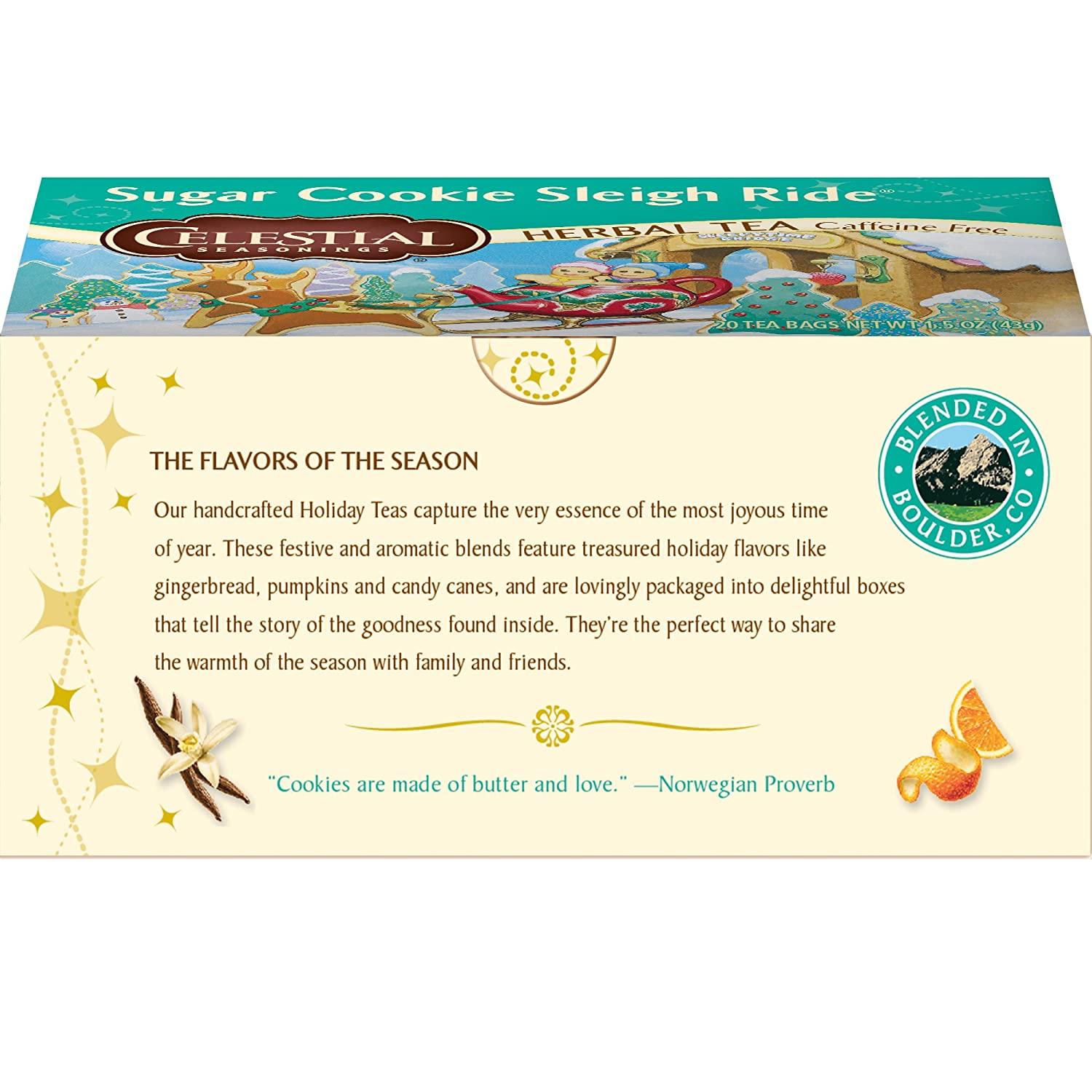 Celestial Seasonings Herbal Tea, Sugar Cookie Sleigh Ride, 20 Count Box