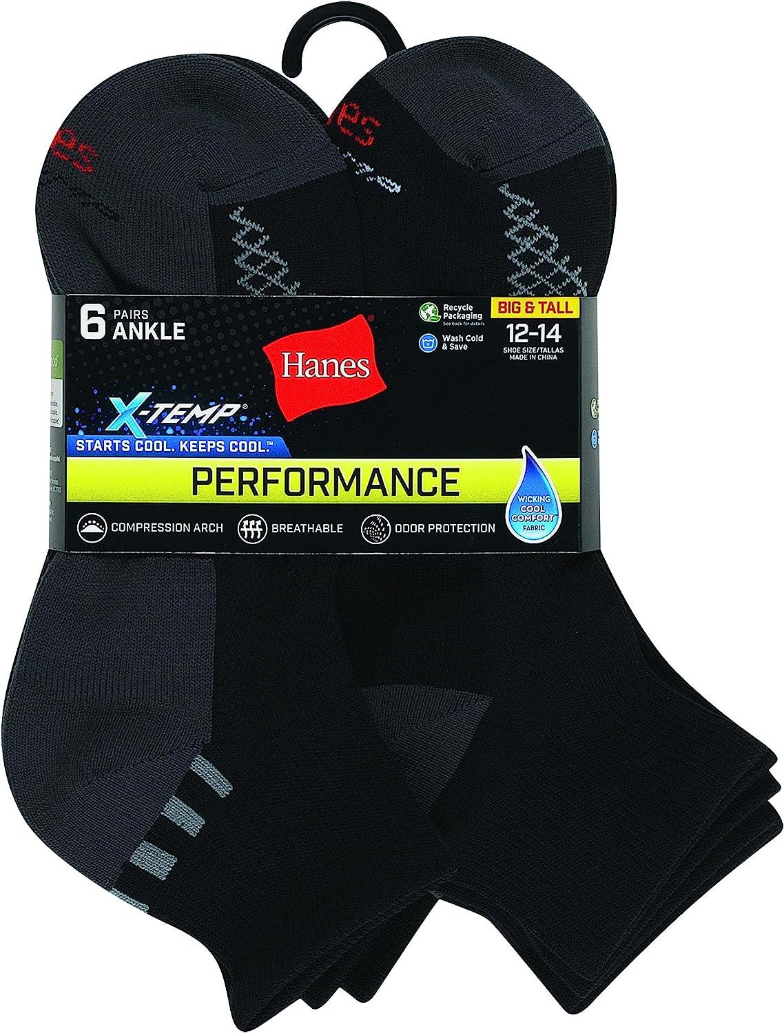 Hanes X-Temp Women's No-Show Socks, Extended Sizes, 6-Pairs