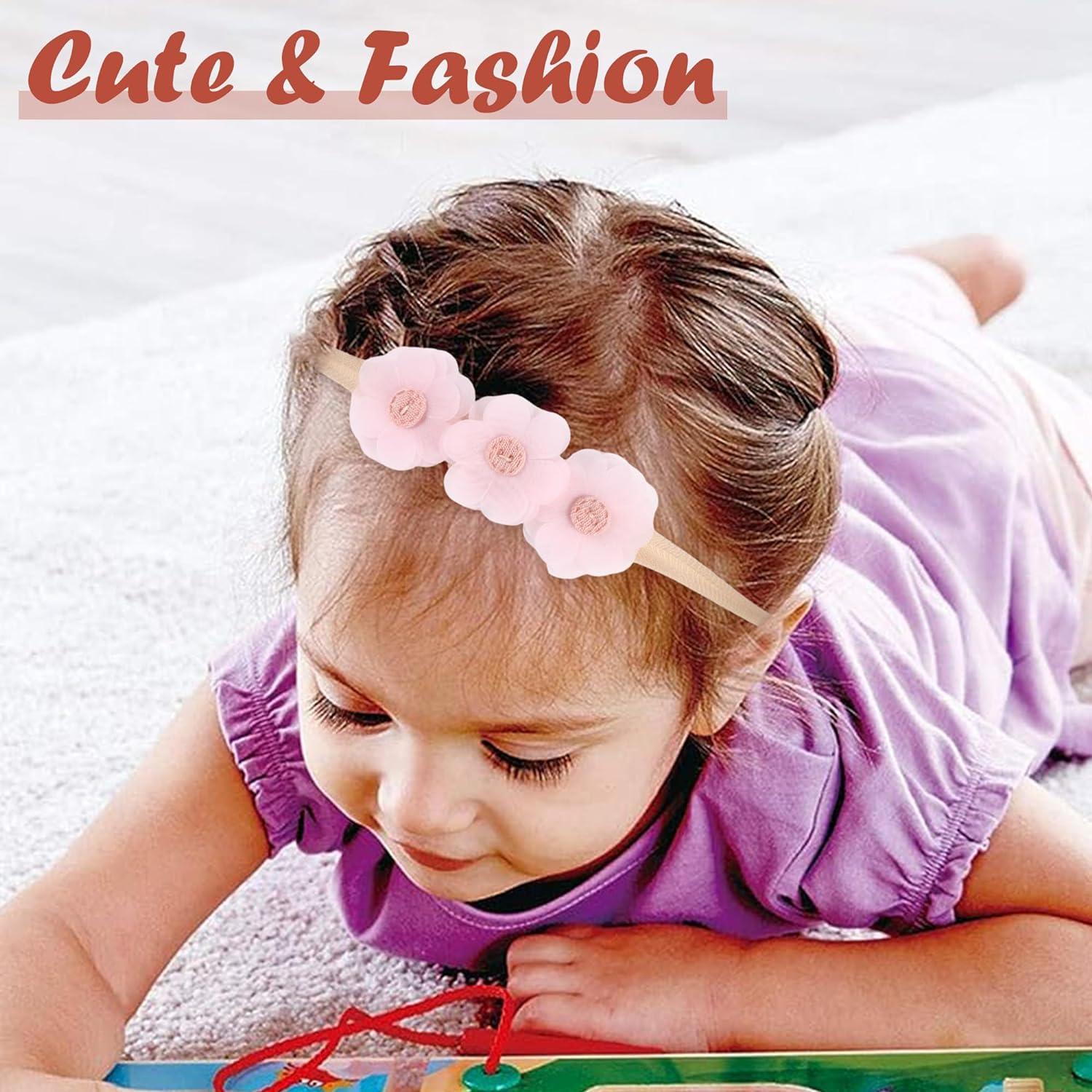 WUISOLQP Pcs Baby Girls Flower Headbands Soft Stretchy Elastic