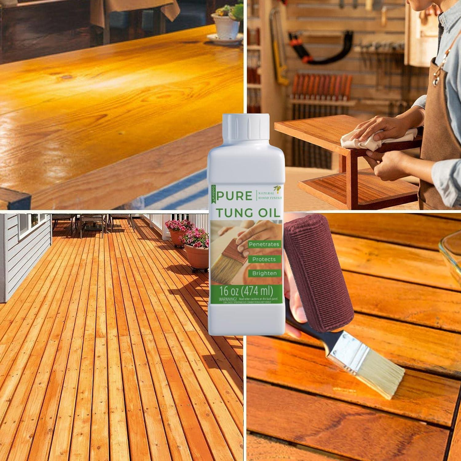 Godora 16 oz Pure Tung Oil for Wood Finishing Indoor & Outdoor Wood