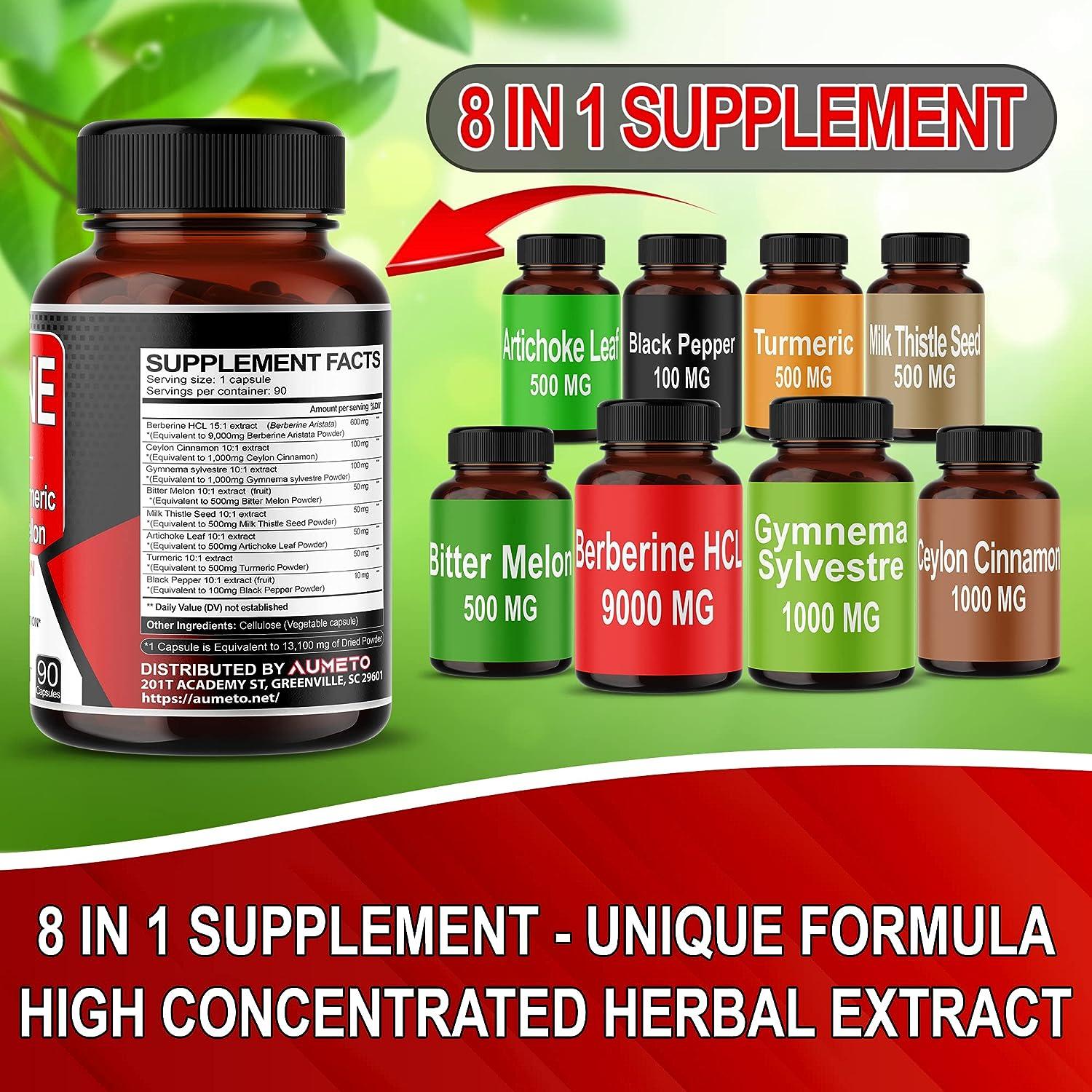 Berberine 13100mg with Ceylon Cinnamon Turmeric Milk Thistle Bitter