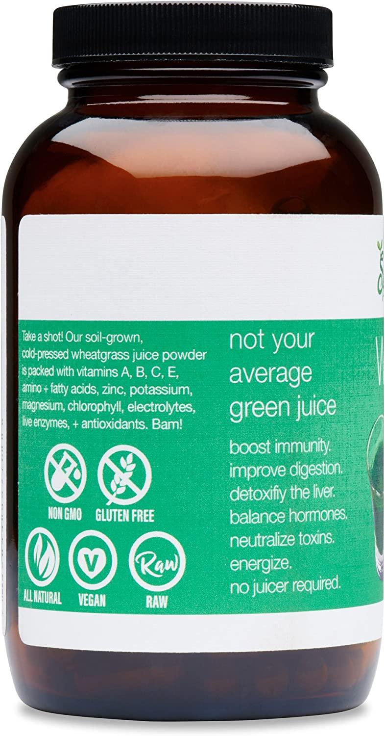 Organic Wheatgrass Juice Powder Capsules by Sproutman 100 Pure