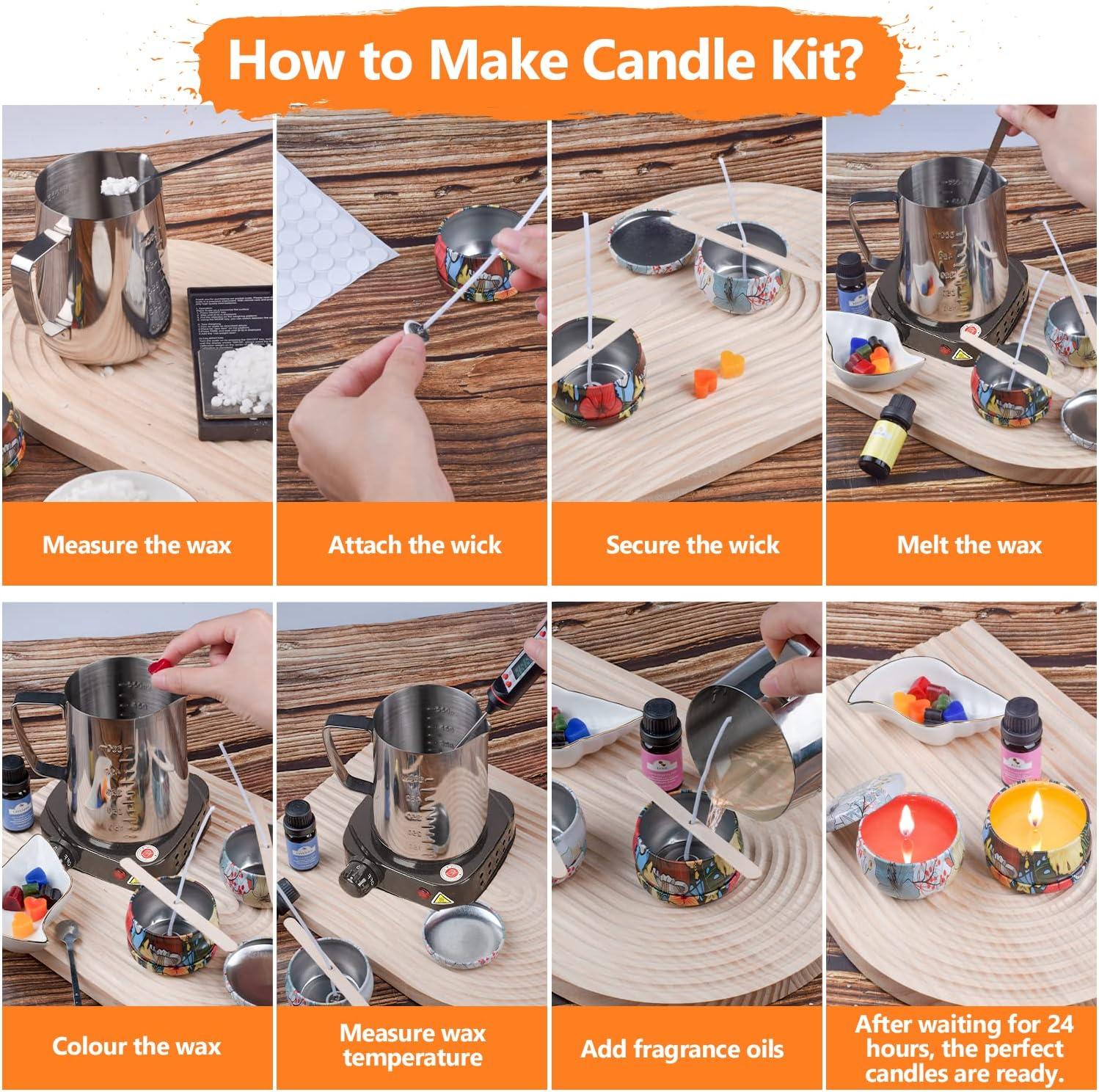 Anicco Candle Making Kit,Contains Soy Wax, Exquisite Jars,DIY Candle Making Kit for Beginners, Children and Adults, Perfect As H