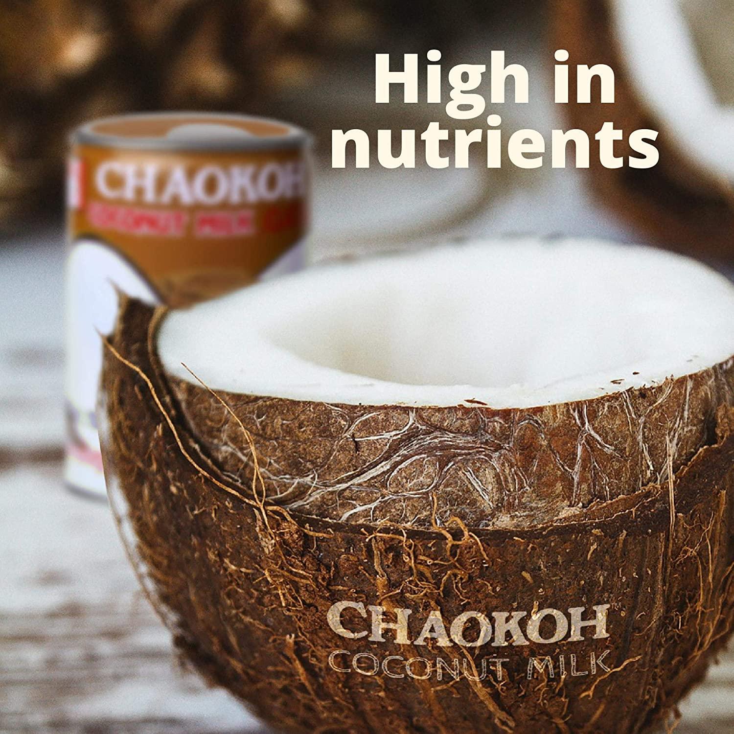 Chaokoh Coconut Milk Unsweetened 6 Pack Premium, Canned Coconut Milk