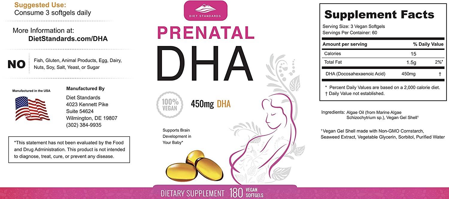 Diet Standards Vegetarian Prenatal DHA 100 Plant Based DHA Prenatal