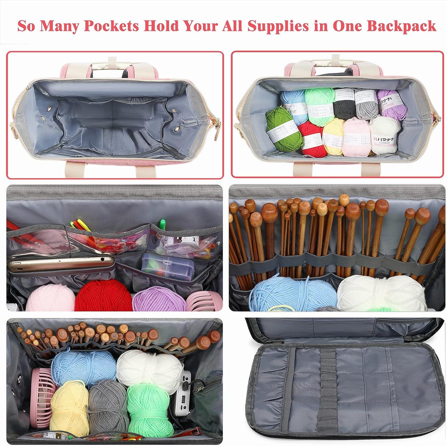 Knitting Bag Backpack Skeins for Crochet Hook Large Capacity