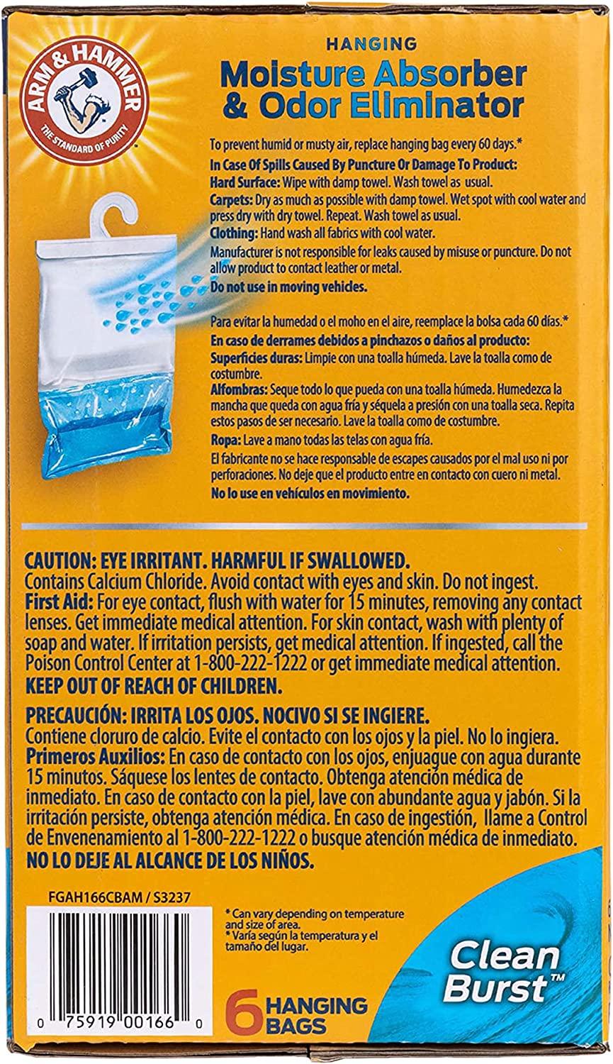 Arm & Hammer Hanging Moisture Absorber 6 Pack Clean Burst, 16.1 oz