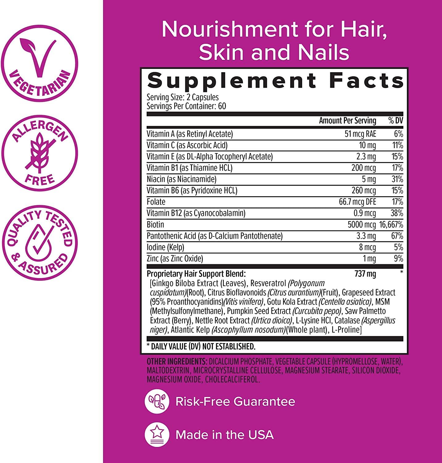 Zenwise Health Daily Hair Growth Vitamins 120 Veg Capsules for